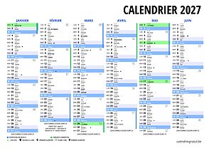 Calendrier annuel 2027 à imprimer