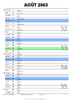 calendrier août 2063 au format portrait pour prendre des notes
