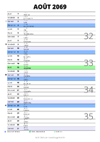 calendrier août 2069 au format portrait pour prendre des notes