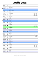 calendrier août 2075 au format portrait pour prendre des notes