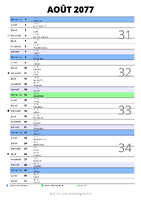 calendrier août 2077 au format portrait pour prendre des notes