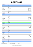 calendrier août 2082 au format portrait pour prendre des notes
