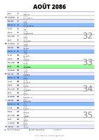 calendrier août 2086 au format portrait pour prendre des notes