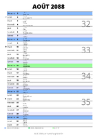 calendrier août 2088 au format portrait pour prendre des notes