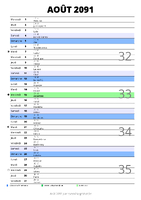 calendrier août 2091 au format portrait pour prendre des notes
