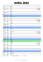 calendrier avril 2052 au format portrait pour prendre des notes
