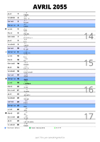 calendrier avril 2055 au format portrait pour prendre des notes