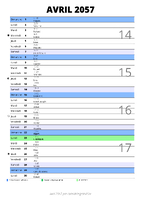 calendrier avril 2057 au format portrait pour prendre des notes
