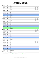 calendrier avril 2058 au format portrait pour prendre des notes