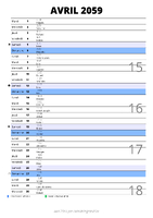 calendrier avril 2059 au format portrait pour prendre des notes