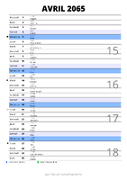 calendrier avril 2065 au format portrait pour prendre des notes