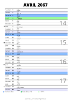 calendrier avril 2067 au format portrait pour prendre des notes