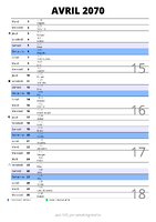 calendrier avril 2070 au format portrait pour prendre des notes