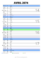 calendrier avril 2074 au format portrait pour prendre des notes
