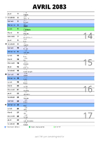 calendrier avril 2083 au format portrait pour prendre des notes