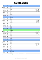 calendrier avril 2085 au format portrait pour prendre des notes