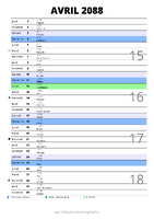 calendrier avril 2088 au format portrait pour prendre des notes