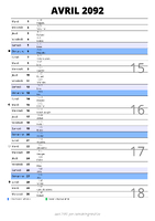 calendrier avril 2092 au format portrait pour prendre des notes