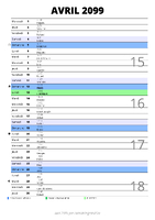 calendrier avril 2099 au format portrait pour prendre des notes