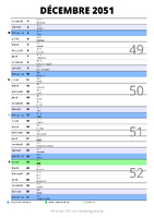 calendrier décembre 2051 au format portrait pour prendre des notes
