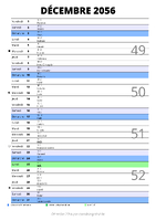 calendrier décembre 2056 au format portrait pour prendre des notes
