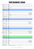 calendrier décembre 2060 au format portrait pour prendre des notes