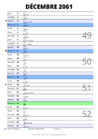 calendrier décembre 2061 au format portrait pour prendre des notes
