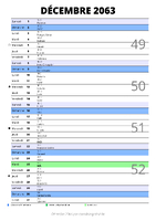 calendrier décembre 2063 au format portrait pour prendre des notes