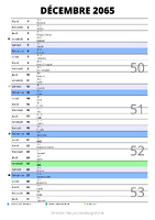 calendrier décembre 2065 au format portrait pour prendre des notes