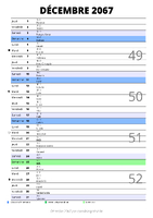 calendrier décembre 2067 au format portrait pour prendre des notes