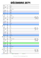 calendrier décembre 2071 au format portrait pour prendre des notes