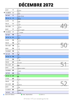 calendrier décembre 2072 au format portrait pour prendre des notes