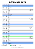 calendrier décembre 2074 au format portrait pour prendre des notes