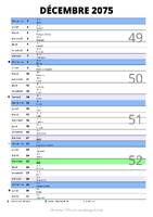 calendrier décembre 2075 au format portrait pour prendre des notes