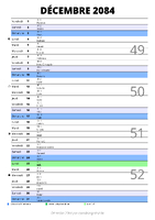 calendrier décembre 2084 au format portrait pour prendre des notes