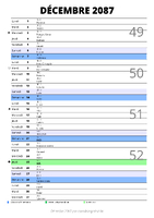 calendrier décembre 2087 au format portrait pour prendre des notes