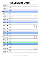 calendrier décembre 2088 au format portrait pour prendre des notes