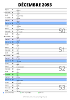 calendrier décembre 2093 au format portrait pour prendre des notes