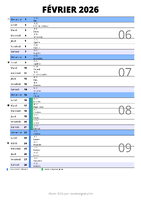 calendrier février 2026 au format portrait pour prendre des notes