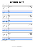 calendrier février 2077 au format portrait pour prendre des notes