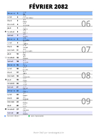 calendrier février 2082 au format portrait pour prendre des notes