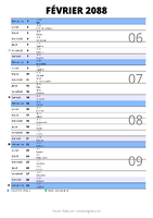 calendrier février 2088 au format portrait pour prendre des notes