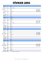 calendrier février 2093 au format portrait pour prendre des notes