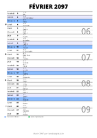 calendrier février 2097 au format portrait pour prendre des notes