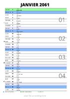 calendrier janvier 2061 au format portrait pour prendre des notes