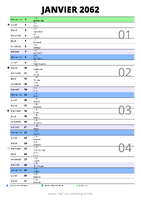 calendrier janvier 2062 au format portrait pour prendre des notes