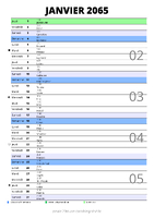 calendrier janvier 2065 au format portrait pour prendre des notes