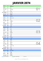 calendrier janvier 2074 au format portrait pour prendre des notes