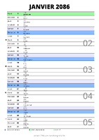 calendrier janvier 2086 au format portrait pour prendre des notes