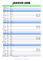 calendrier janvier 2088 au format portrait pour prendre des notes